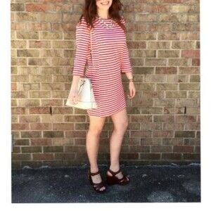 J. Crew Red & White Horizontal Striped T-Shirt Dress  Size Small